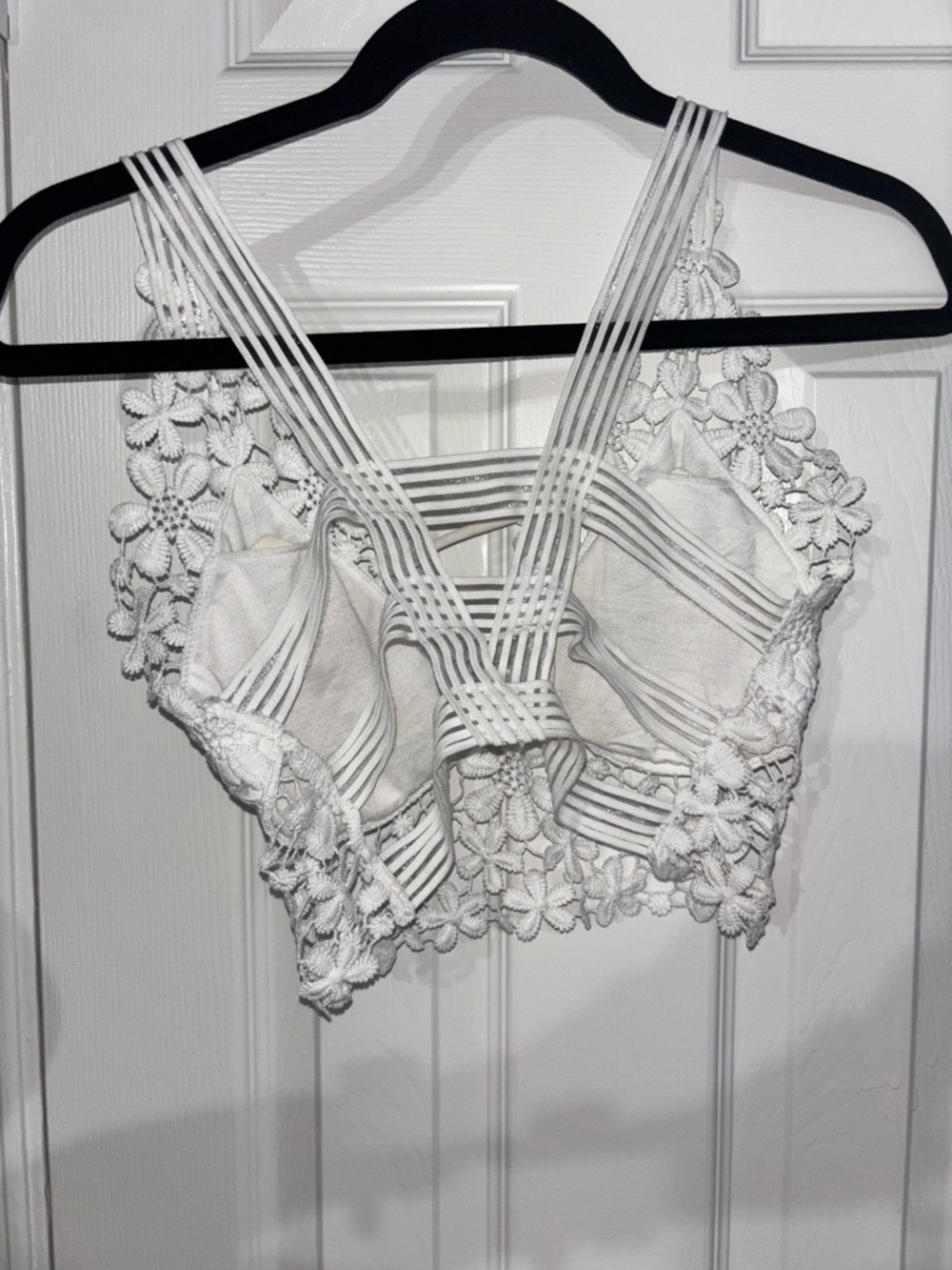 White Floral Crochet Bralette Tank Top - Women - Picture 8 of 8